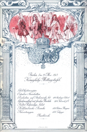 Faksimile Menükarte der Vermählung 1913